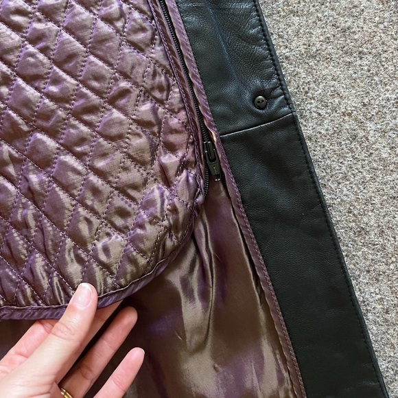 Vintage Nicole Miller 3/4 Length Genuine Leather Black Trench Coat Size Large - Picture 8 of 13